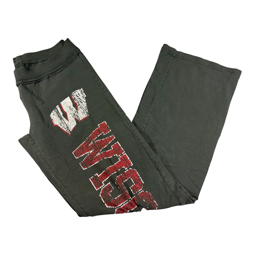 Pro Edge Wisconsin Badgers Sweatpants Women Large Gray Flare Distressed Graphic